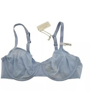 Aerie Light Blue Smoothez Stretchy Mesh Unlined Underwire Balconette Bra